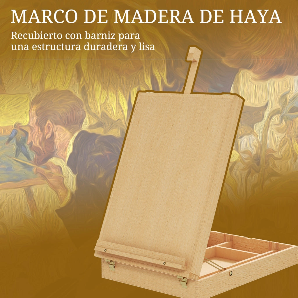 Cavalletto da tavolo pieghevole in legno con scomparti regolabile in altezza 27x41,5x74,5 cm ¨C Xylo ¨C Naturale