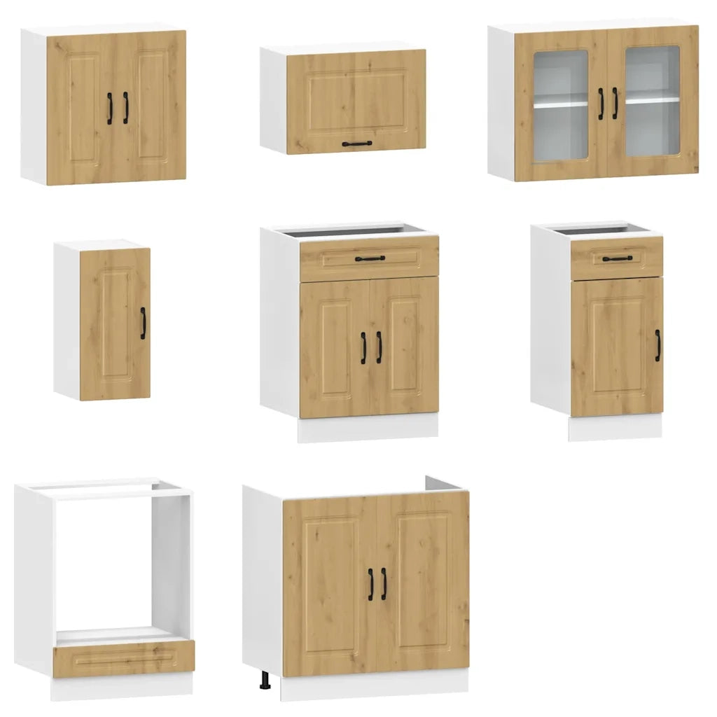 Set Mobili da Cucina 8 pz Kalmar Rovere Artigianale Truciolato
