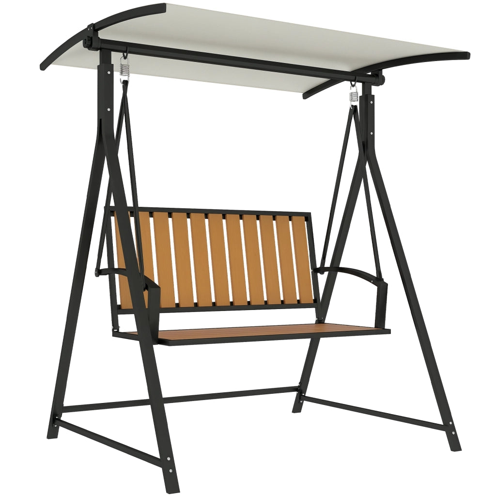 Altalena da giardino con tettoia regolabile, 2 posti ¨C zephmum ¨C nero, polyrattan, 142x112x162cm
