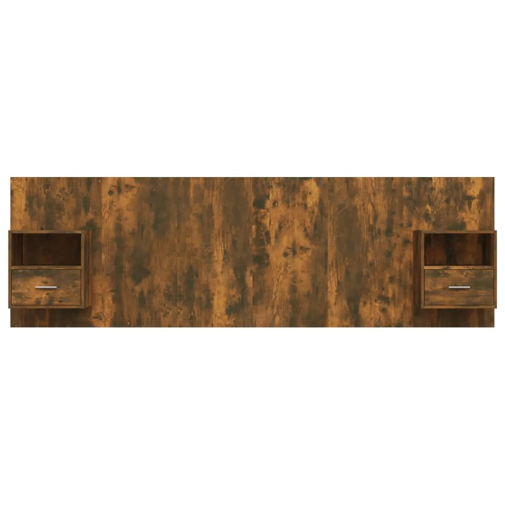 Testiera Letto con Comodini Rovere Fumo in Legno Multistrato cod mxl 69544