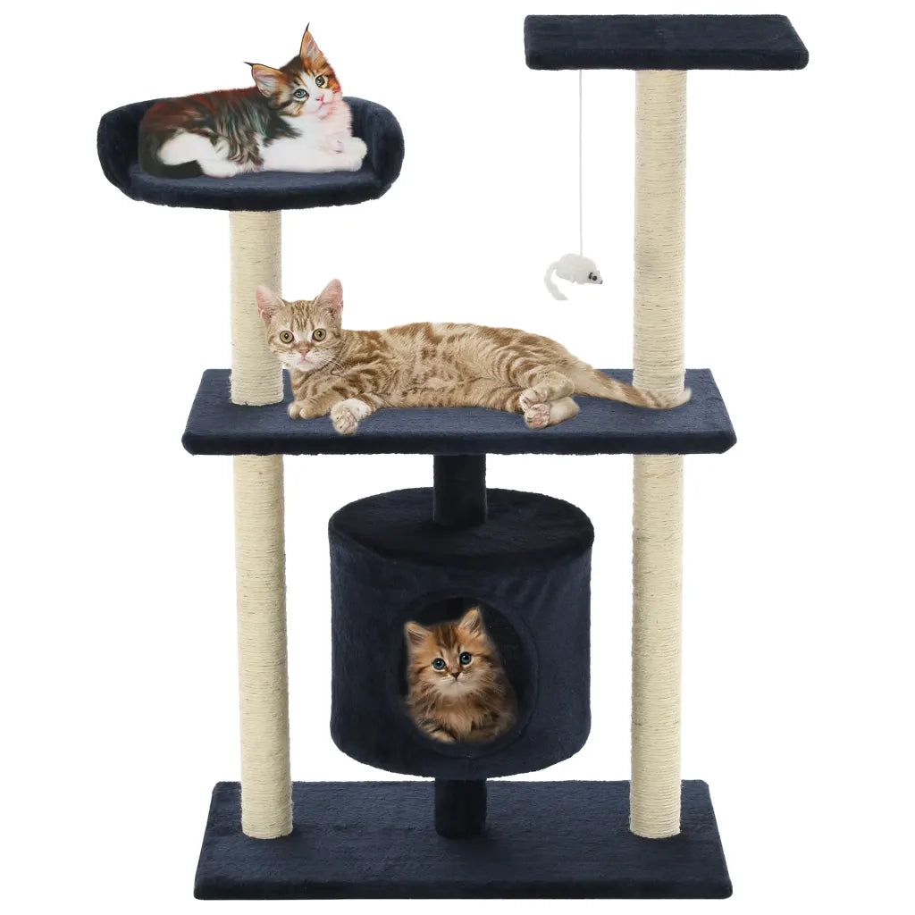 Albero per Gatti con Tiragraffi in Sisal 95 cm Blu Scuro CFW4692670