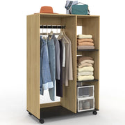 Armadio RACHEL 80 x 40 x 120 cm su rotelle, faggio e nero