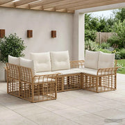 Set di divani da esterno 6 pcs Naturale e Bianco Crema 3437754