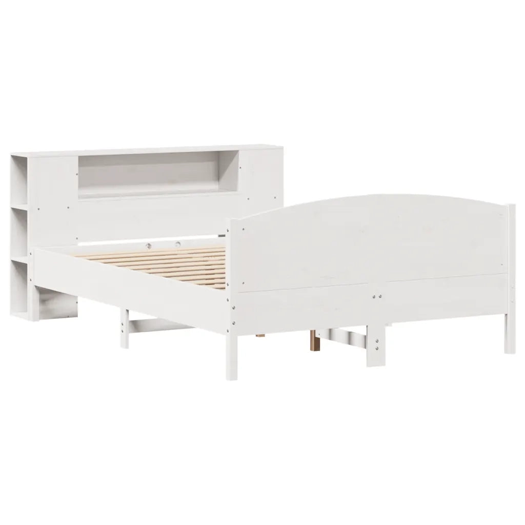 Letto matrimoniale | Letto per adulti | Letto Libreria senza Materasso Bianco 140x190 cm Legno di Pino