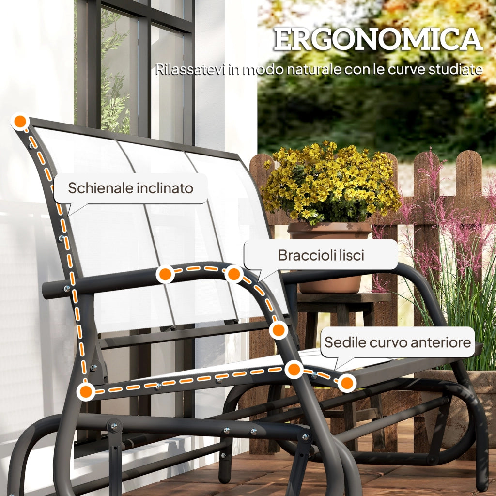 Panchina a Dondolo Giardino 3 Posti ¨C zephmum ¨C Beige 147x70x85