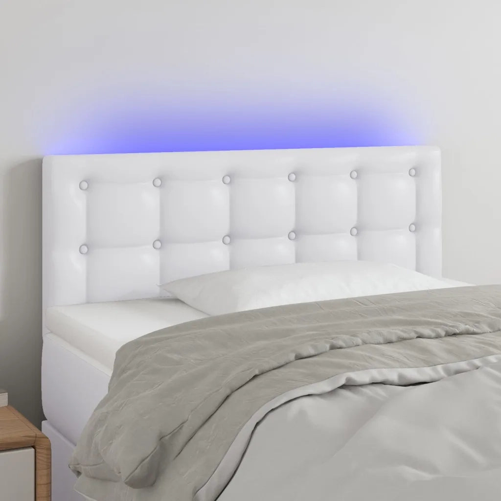 Testiera | Testata Bianca a LED 80x5x78/88 cm in Similpelle
