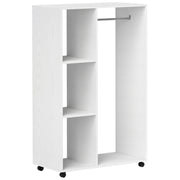 Armadio su ruote, armadio mobile, 1 asta appendiabiti, 3 ripiani, armadio, appendiabiti su ruote per corridoio, camera da letto, 80 x 40 x 128 cm,