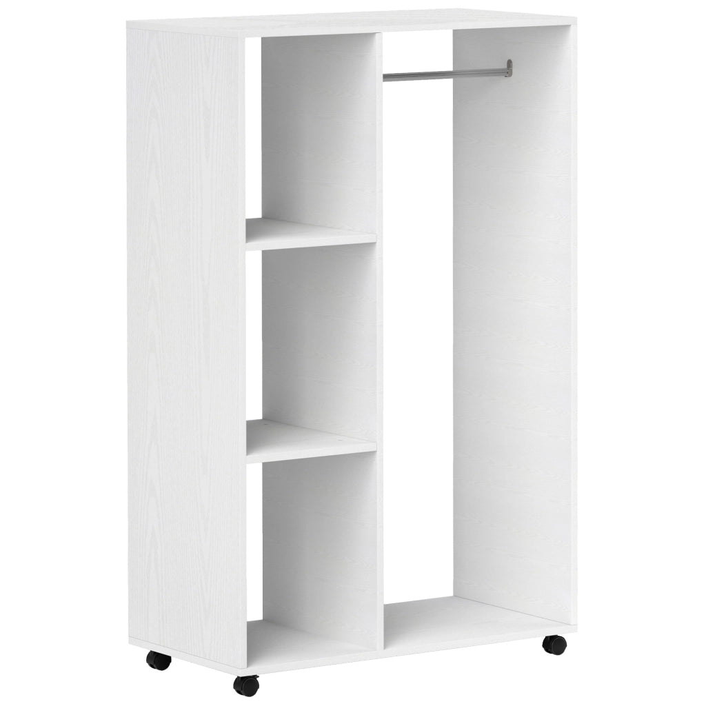 Armadio su ruote, armadio mobile, 1 asta appendiabiti, 3 ripiani, armadio, appendiabiti su ruote per corridoio, camera da letto, 80 x 40 x 128 cm,