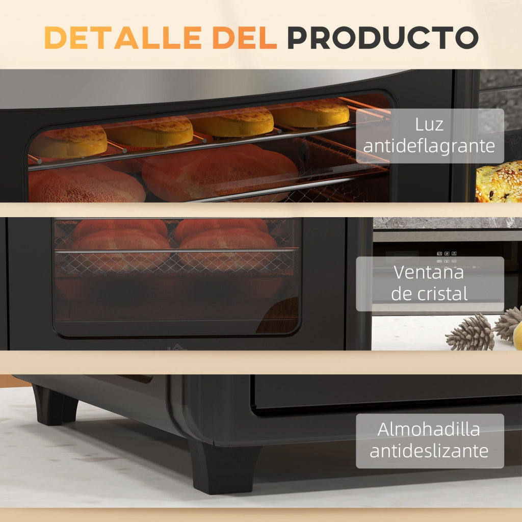 Forno Elettrico con Friggitrice ad Aria 30L 1600W ¨C Xylo ¨C 7 Modalit¨¤, Timer, 43x39x39cm, Nero