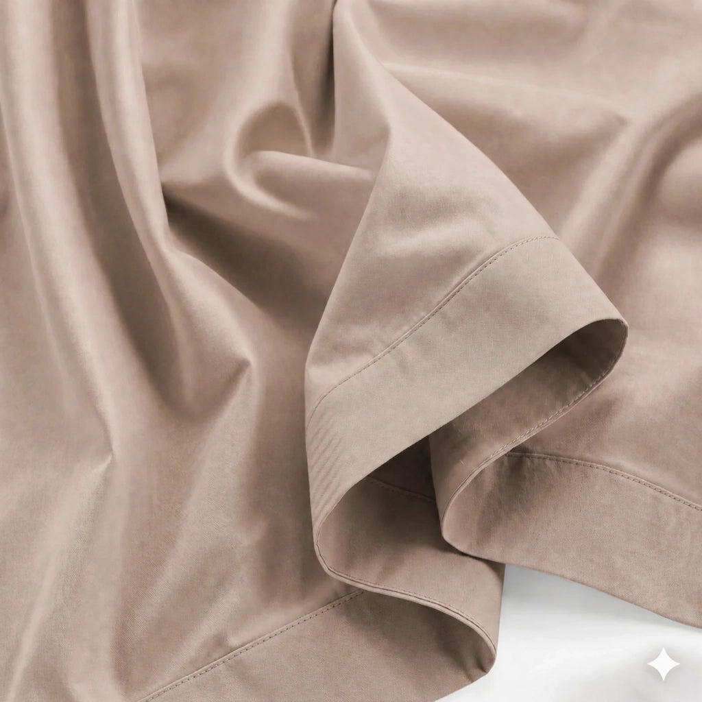 Set Lenzuola Letto Matrimoniale in Cotone Percalle 200 TC Mocha | Lenzuolo Piano 250x295 cm, lenzuolo con angoli 180x200 cm e Tasca da 28 cm, 2 Federe | Made in Italy