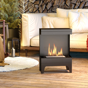 Camino a Bioetanolo da Pavimento Autoportante con Bruciatore da 0,9L 38x22x54 cm Nero