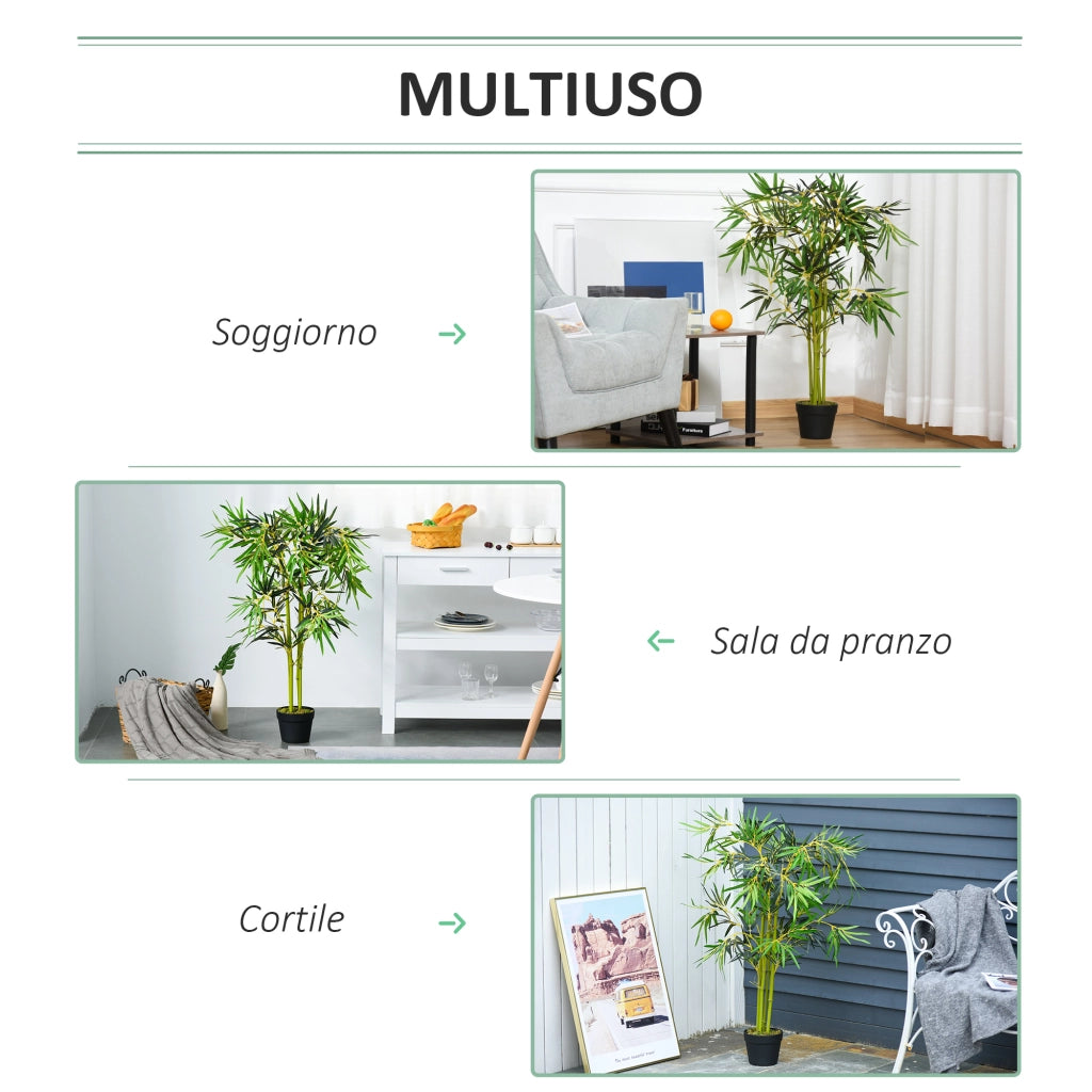 EasyComfort Bambù in Vaso Artificiale, Pianta Finta Decorazione per Interno ed Esterno, Altezza 120cm, Verde
