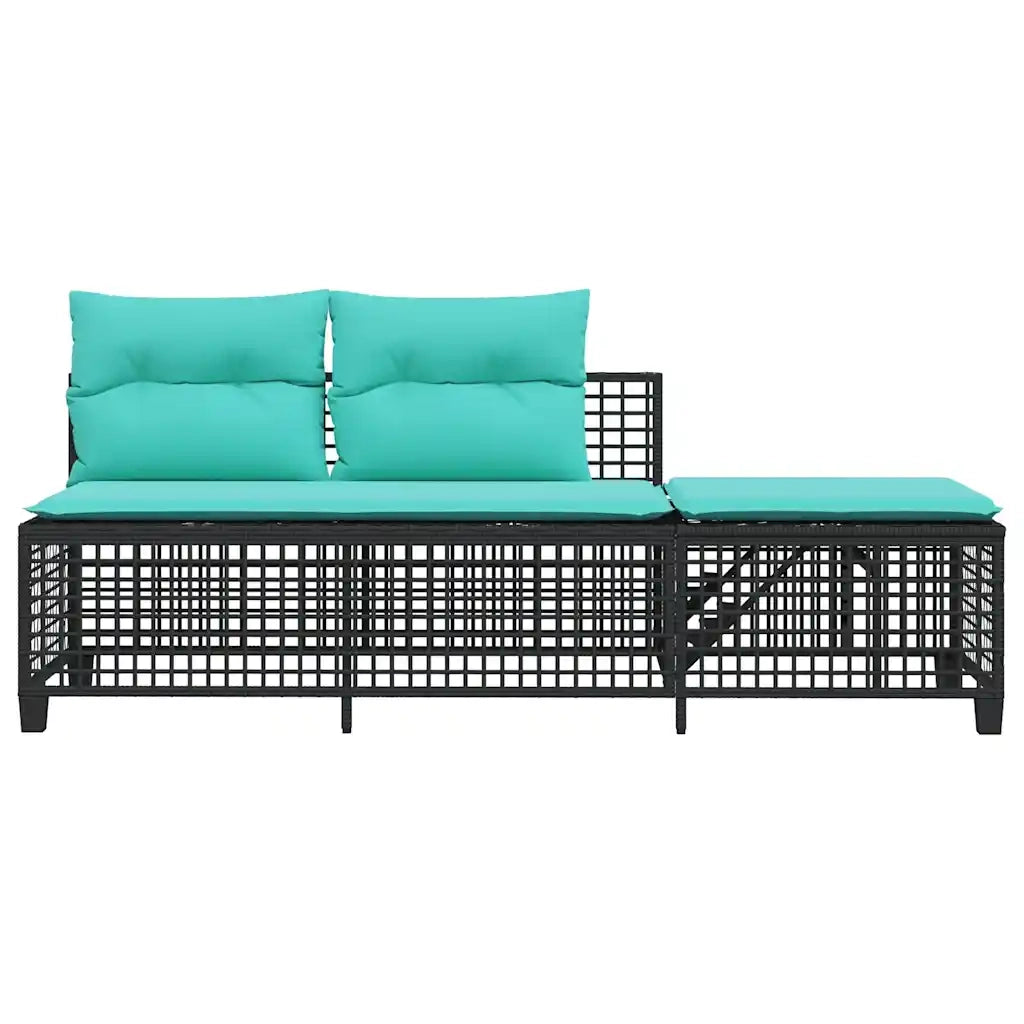 Set divano angolare da giardino a 3 pz con Cuscini in Polyrattan Nero 365452