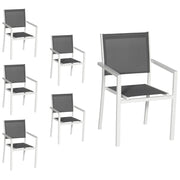 Set di 6 sedie in alluminio bianco - textilene grigio