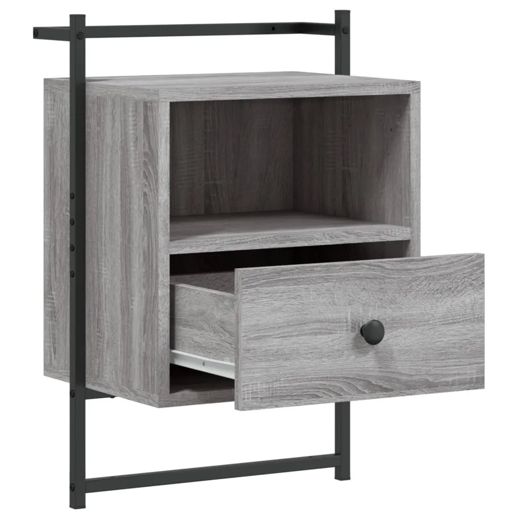 Comodino a Muro Grigio Sonoma 40x30x61 cm Legno Multistrato 833439