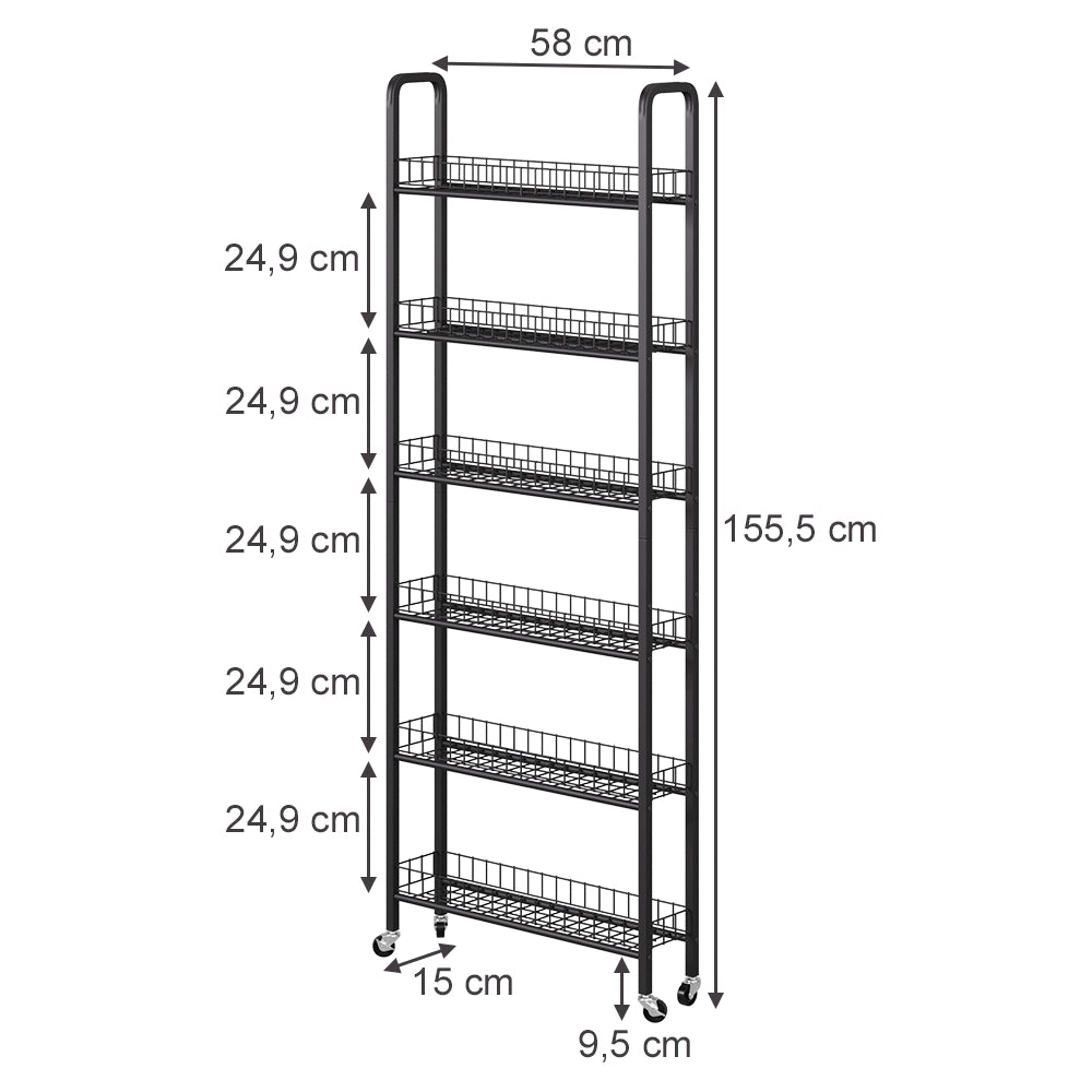 Vicco Piedistallo mobile Nero 58 x 15 cm con 6 scomparti