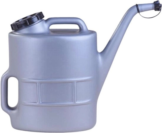 Vascheto per olii vulcanizzante con filtro chimici HD-PE con maniglie chiuse, per ambiente di lavoro, 13 litri, colore grigio-argento.