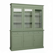 Cristalliera 3 porte 3 cassetti legno arte povera verde salvia 156x42x205 - Mobili 2G