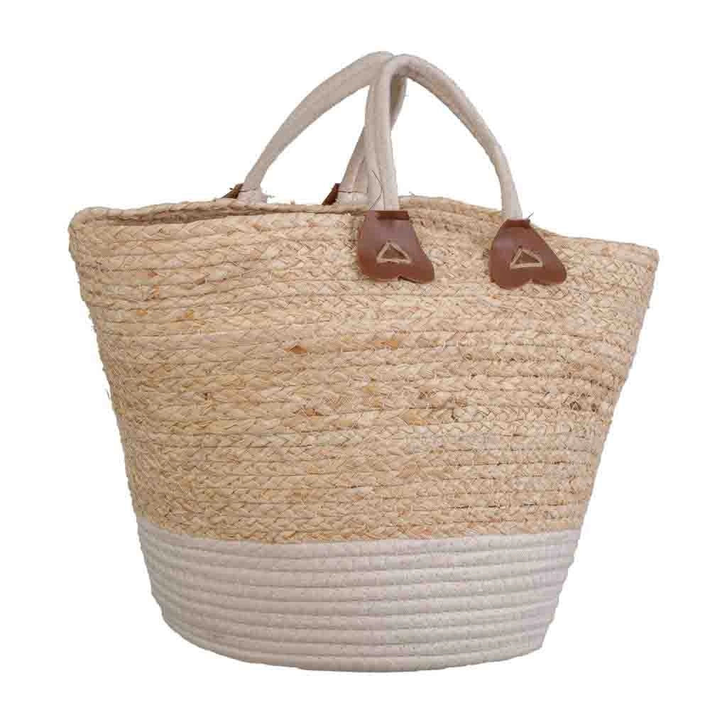 Navicella in fibra naturale intrecciata a mano marrone 33x33x29/40h