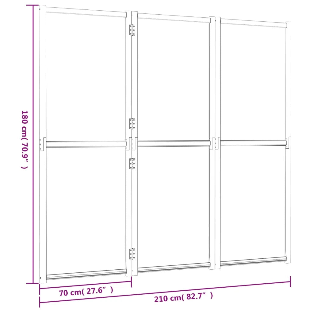 Paravento a 3 Pannelli Nero 210x180 cm 319179
