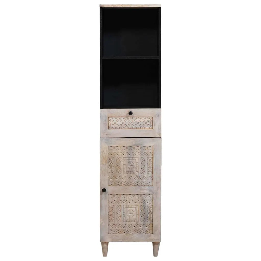 vidaXL Mobile da Bagno Bianco 38 x 33.5 x 160 cm Legno Massiccio Mango
