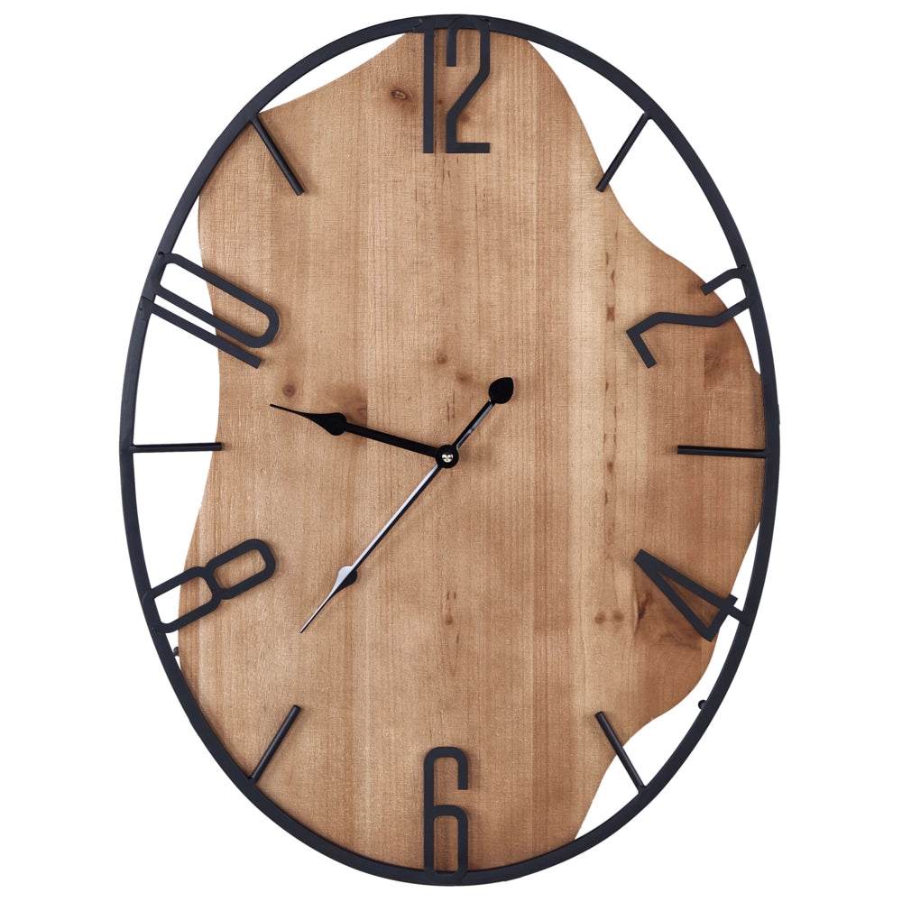 Orologio da parete classico con struttura in ferro con forma ovale in legno chiaro e nero 46 x 60 cm camera da letto soggiorno