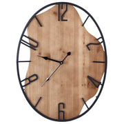 Orologio da parete classico con struttura in ferro con forma ovale in legno chiaro e nero 46 x 60 cm camera da letto soggiorno