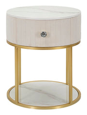 Comodino Elegante Montpellier in Crema Ø 42 cm x H 48 cm