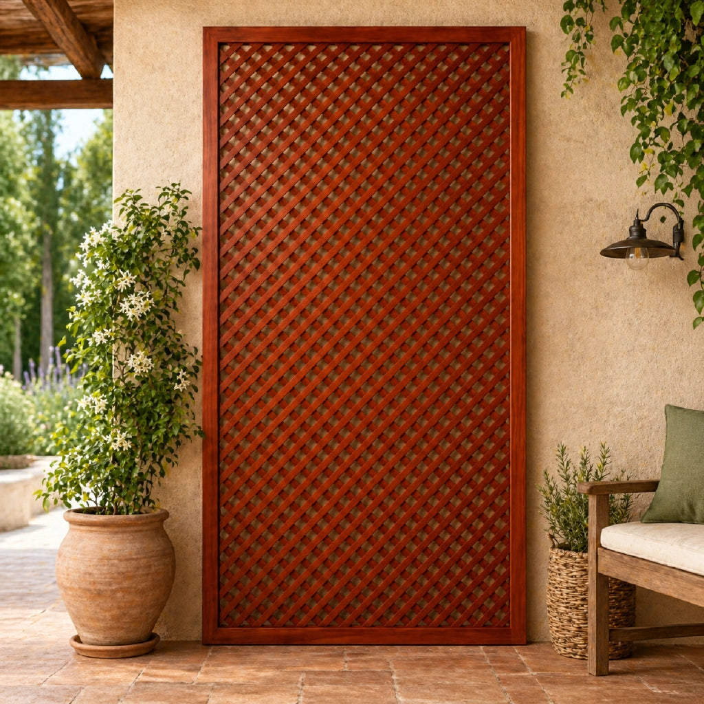 Traliccio Divisorio In Legno Di Pino Per Giardino Balcone E Terrazza Pannello Grigliato Per Piante Rampicanti Schermo Privacy Outdoor Arredo Decorativo 90 x 183 Cm Legno Scuro