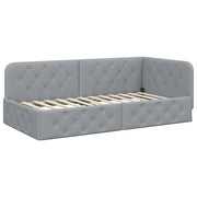 Letto singolo | Letto per adulti | Cornice del letto ad angolo Grigio chiaro 100 x 200 cm Tessuto