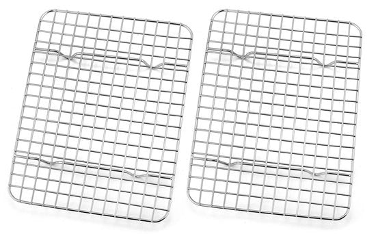 Set di raffreddamento mini per torte in acciaio inossidabile da 2, per torte rettangolari da infornare/raffreddare/grillare, 22,2 x 16 x 2 cm, resistente a lavastoviglie