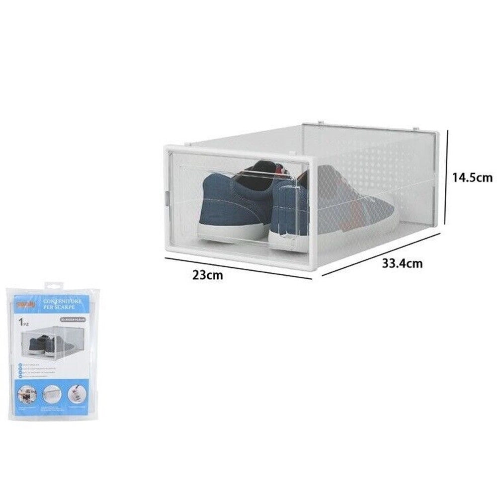 Trade Shop - Box Contenitore Per Scarpe Calzature Scatola Portascarpe 33.4x23x14.5cm Trasparente 87646 -