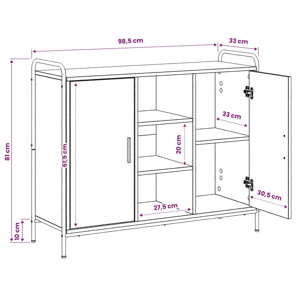 Credenza Rovere Nero 97 x 33 x 81 cm Legno ingegnerizzato 8013848
