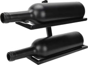 Wijnrek per parete - metallo schienalista - design schienalista per parete - soggiorno cucina bar - 2/4 bottiglie nero (schienalista di vino con 2 bottiglie nero)