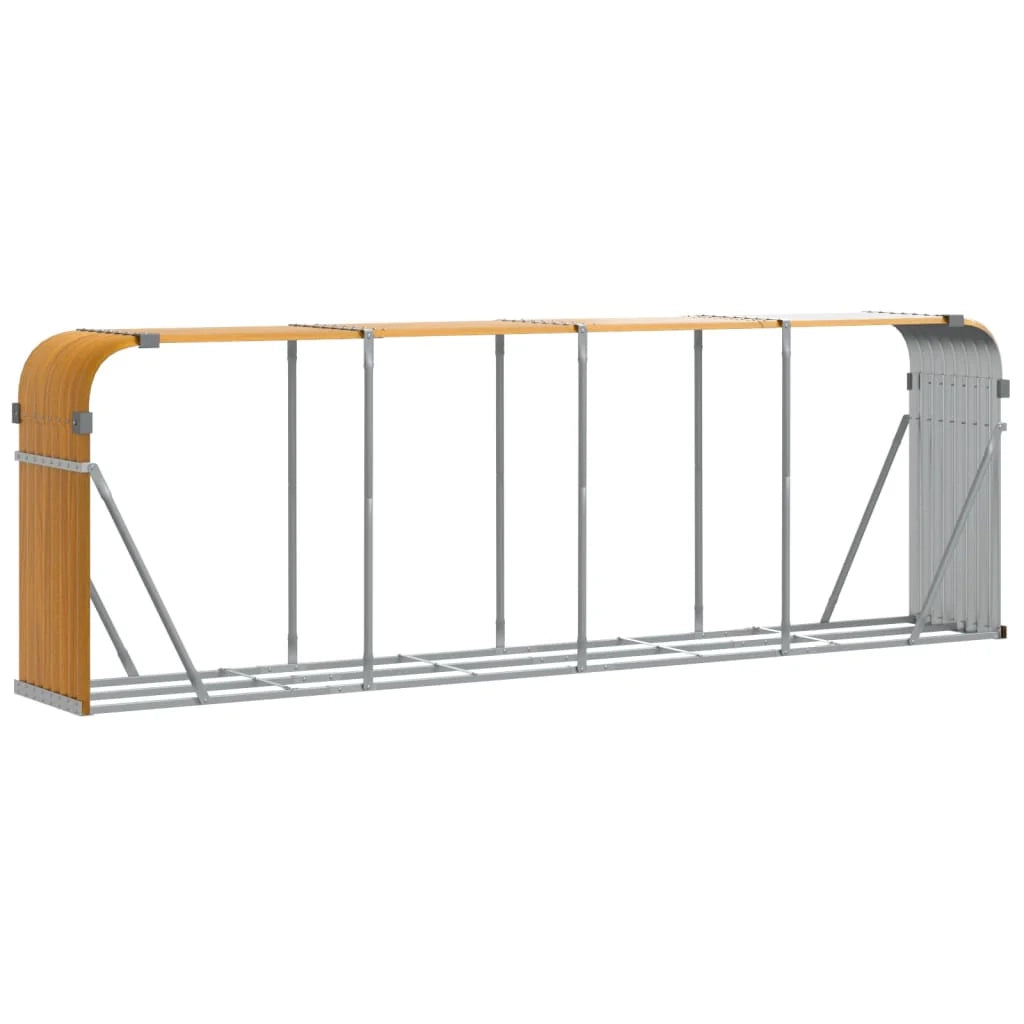 Portalegna chiaro 300 x 45 x 100 cm acciaio zincato marrone 02_0043816