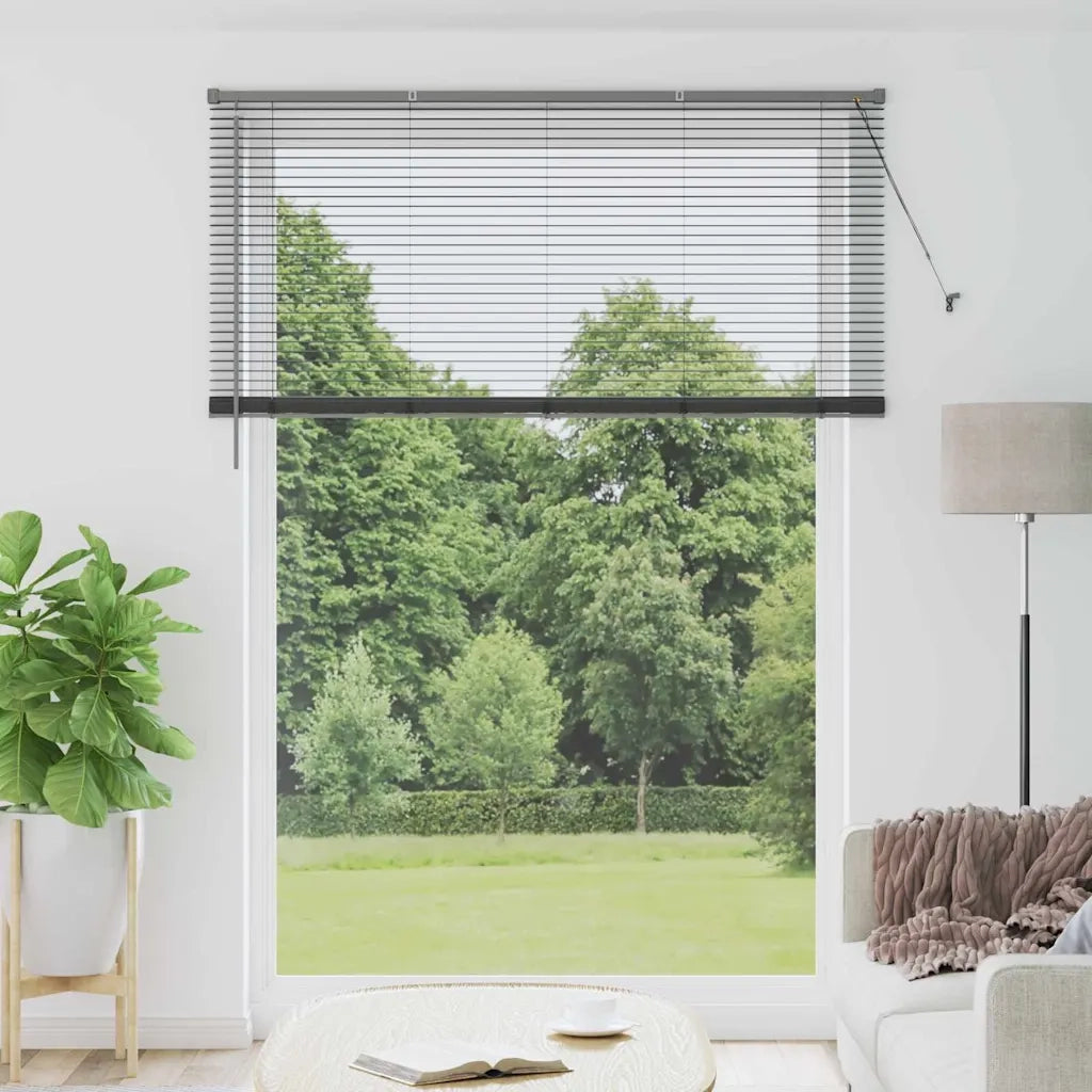 Tendaggi a Veneziana | Tenda a lamelle Grigio scuro 220 x 155 cm Alluminio