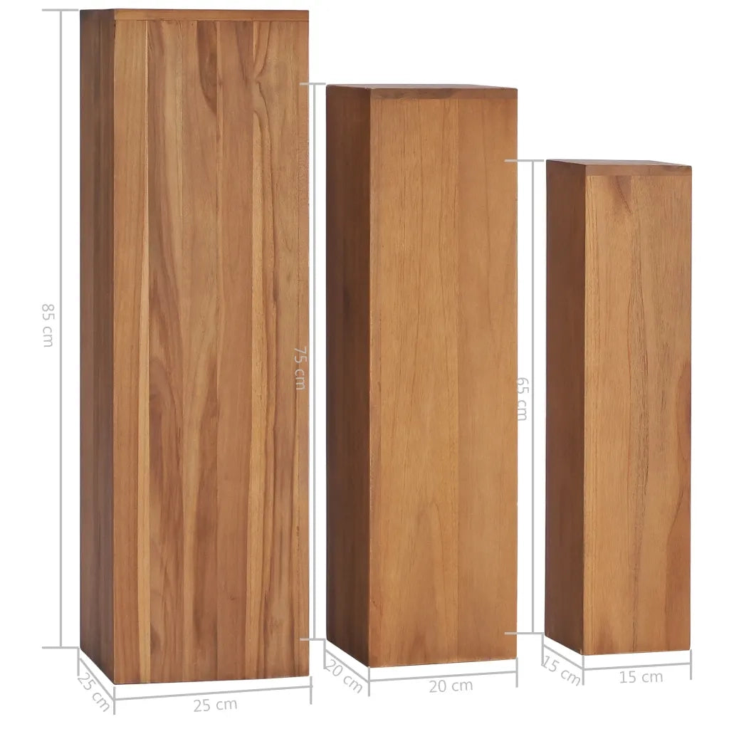 vidaXL Set di Piedistalli per Piante 3 pz in Legno Massello di Teak