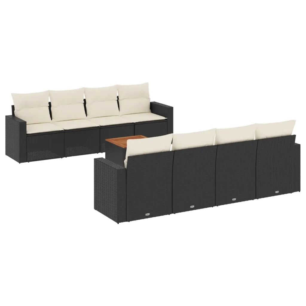 Set Divani da Giardino 9 pz con Cuscini Nero in Polyrattancod mxl 88526