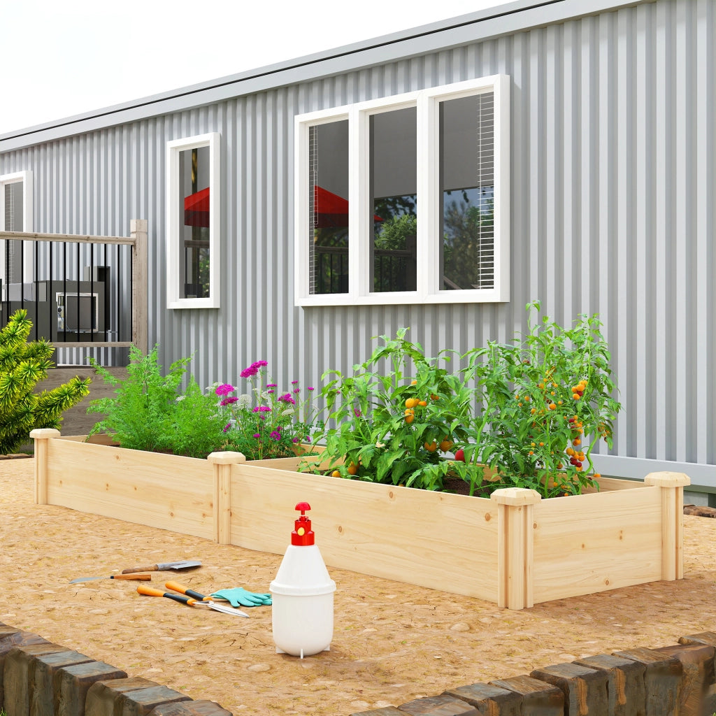 Hochbeet in legno con divisorio e fondo aperto ¨C zephmum ¨C 235x66x26 cm