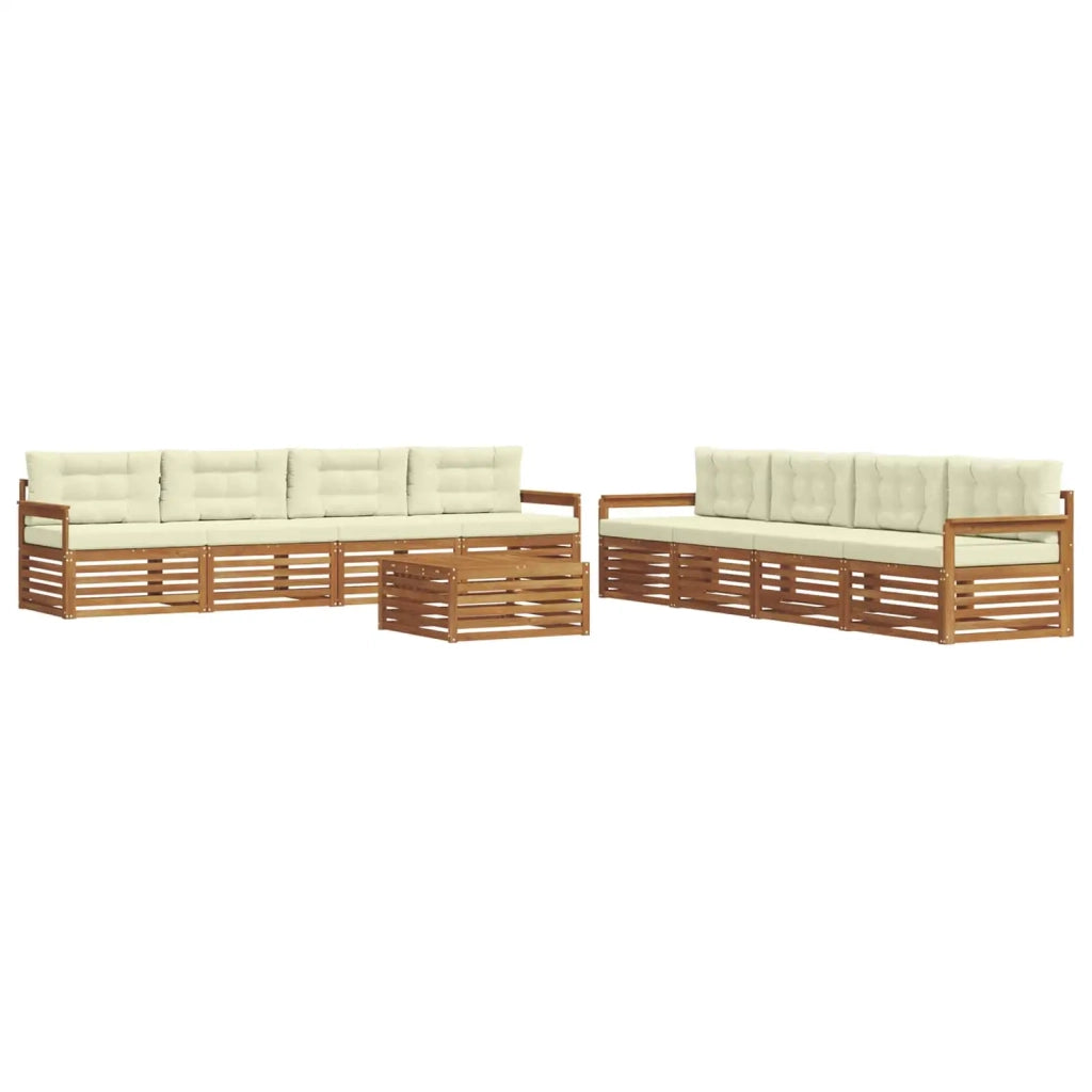 Set di divani da esterno con cuscino 9 pcs Naturale e Crema 3373205