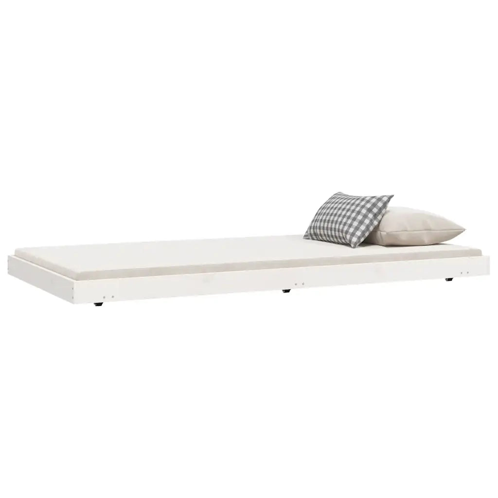 Giroletto senza Materasso-Struttura Letto Bianco 100x200 cm Legno Massello Pino 497197