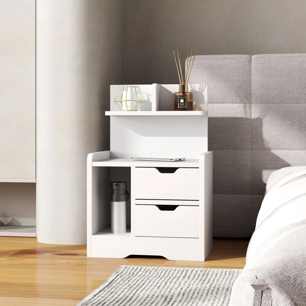 Tavolino con 2 cassetti e scaffale aperto ¨C Zephmum ¨C Bianco 40x30x60 cm