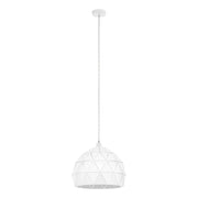 Lampadario A Sospensione Contemporaneo Roccaforte Acciaio Bianco 1 Luce E27 D40