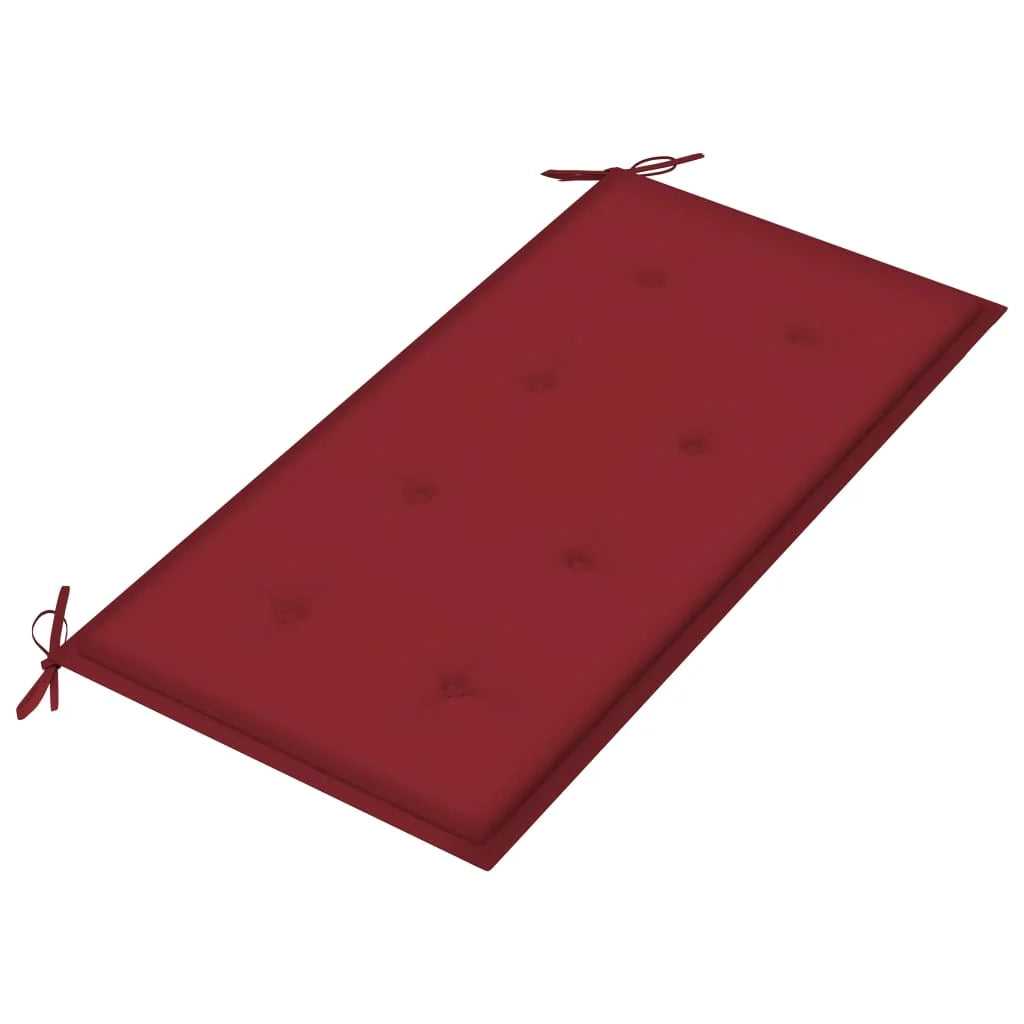 Panca da giardino mobili da esterno per patio mobili da terrazza con cuscino rosso bordeaux 112 x 55 x 94 cm teak massello 02_0011541