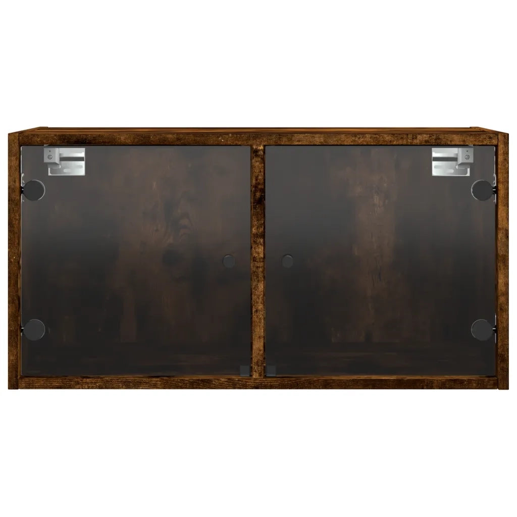 Armadietto a Muro | Mobili a Muro con Ante in Vetro 2 pz Rovere Fumo 68,5x37x35 cm
