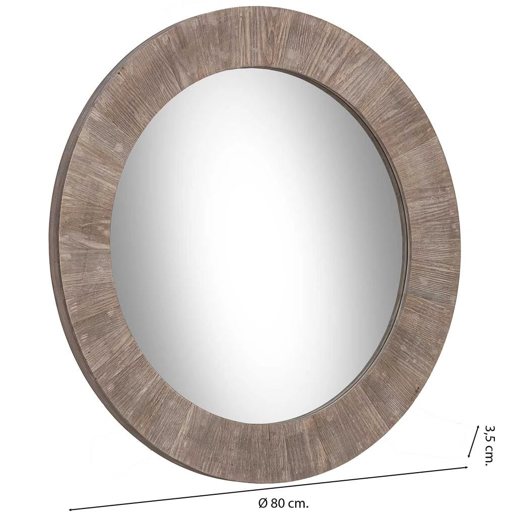 Specchio in legno marrone D80x4 cm