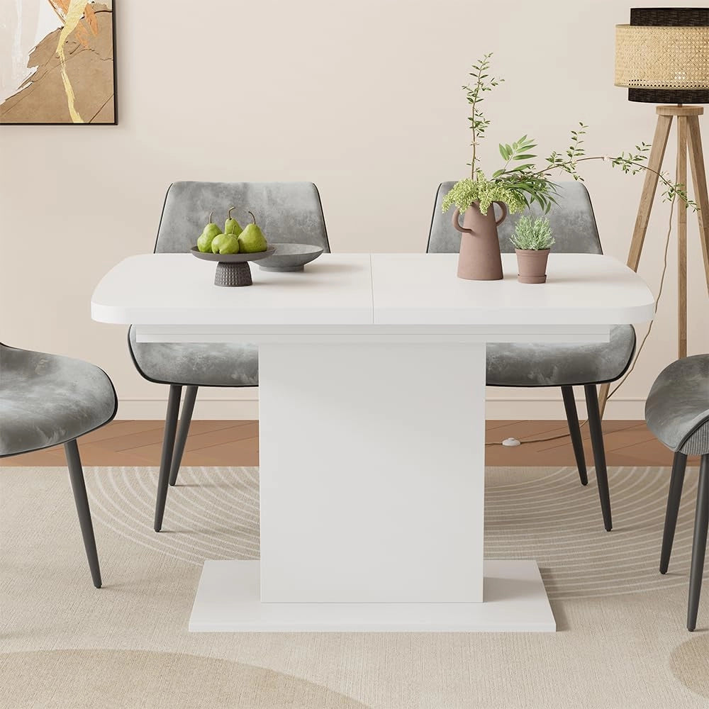 Tavolo da pranzo Estensibile Fenaro, Bianco, 120/160 x 80 cm con scomparti aperti