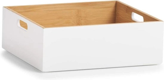 Cassa di Stoccaggio in Bambù - Bianco - 30 x 27 x 10,5 cm