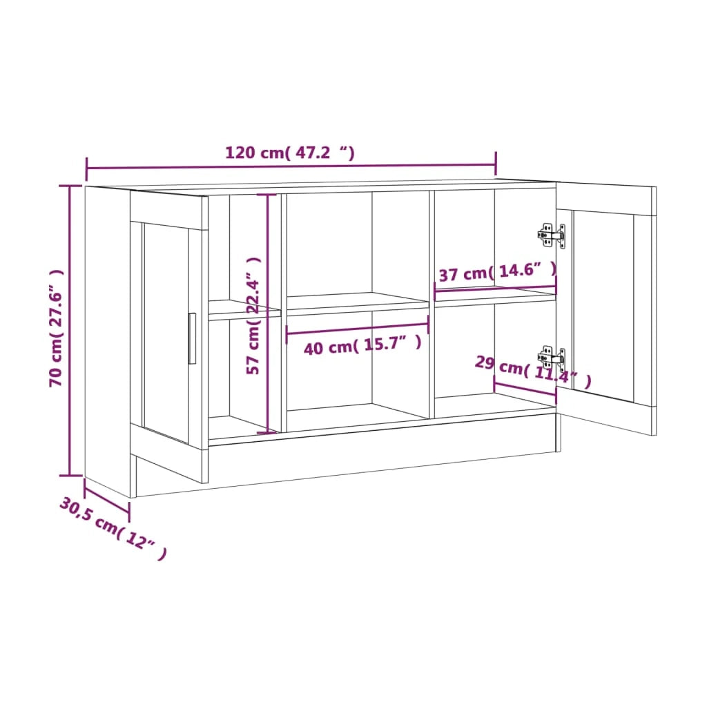 Buffet credenza cassettiera armadio mobile contenitore organizer per cucina soggiorno salotto Sonoma 120 x 30,5 x 70 cm legno ingegnerizzato grigio 02_0036282