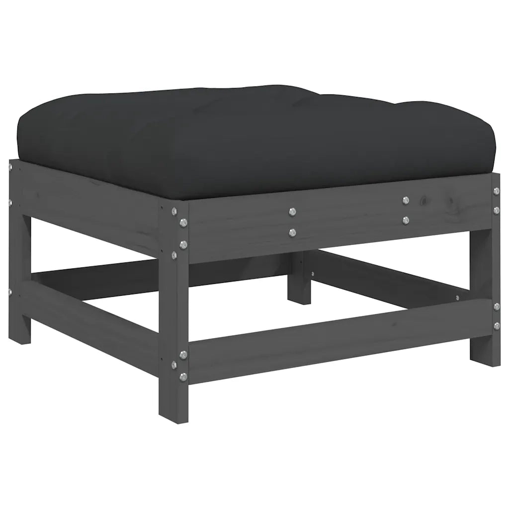 Salotto da Giardino-Set Divani da Giardino 3pz con Cuscini in Legno Massello Grigio